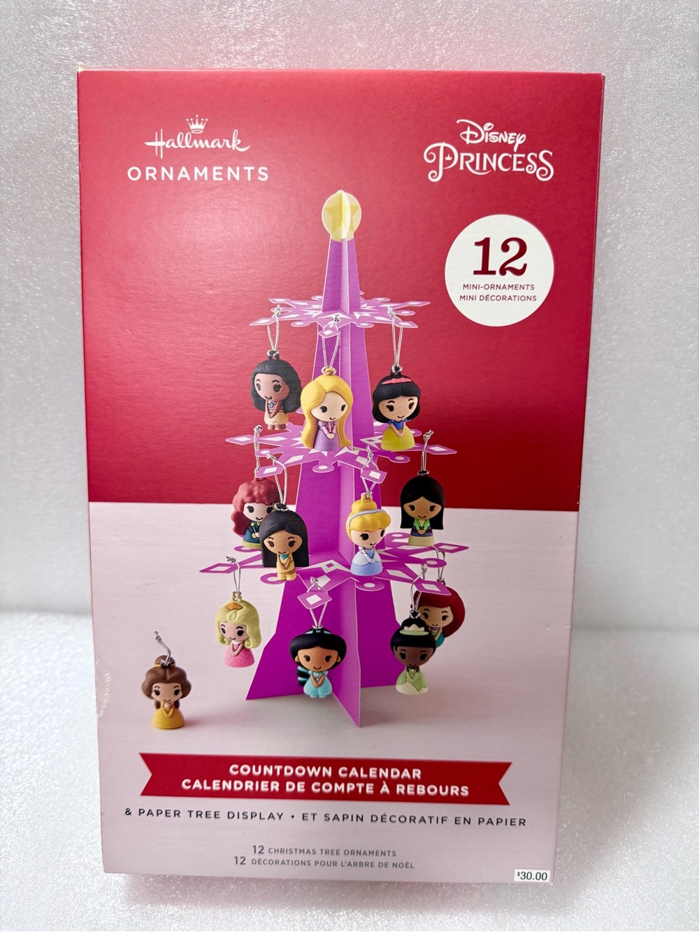Hallmark 12 Mini Christmas Tree Ornaments Disney Princess Countdown Calendar Set